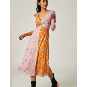 NWT FREE PEOPLE Rachel Antonoff Olivia Mesh Dress Pink Orange Floral Women's 4